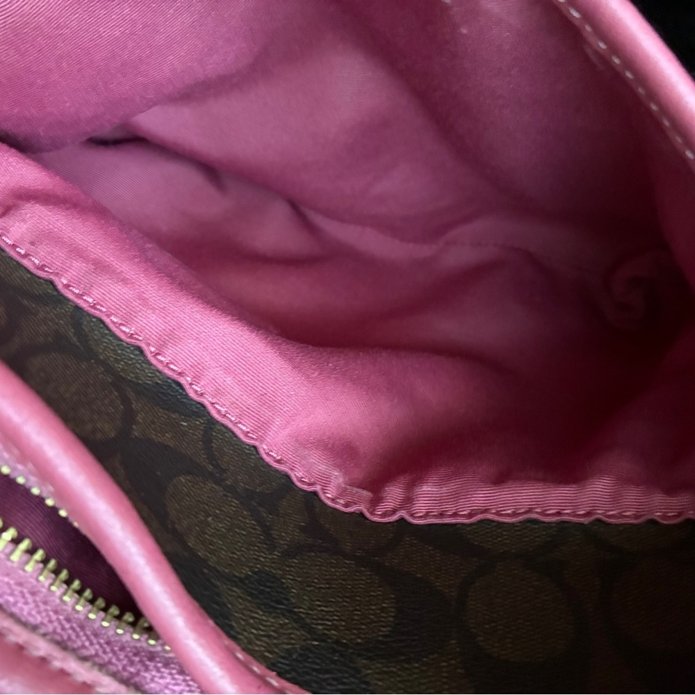 Coach Signature Brown and Pink Crossbody Bag - Picture 9 of 14